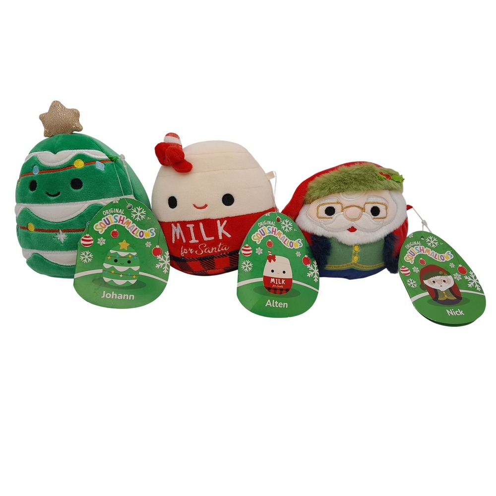 Squishmallows Christmas Plush Set 4 Inch Johann Alten Nick Holiday 3 Pack NWT